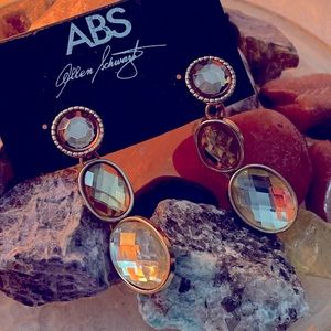 NWT ABS by Allen Schwartz Dangle Golden-tone Yellow Faceted Crystal Earr…